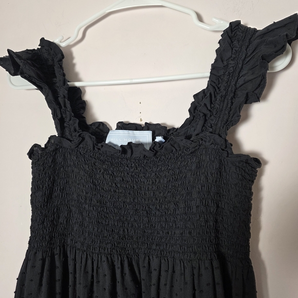 Hill House Home Ellie Nap Dress Black Swiss Dot Smocked Tiered Midi Dress Medium - Picture 3 of 6